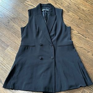 Zara Washed Off Black Blazer Sleeveless Vest Size XL